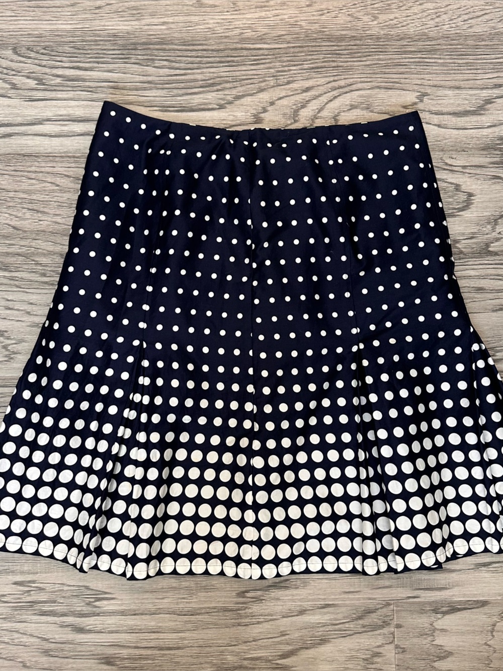 Jones New York Navy and White Polka Dot pleated Skater Skirt